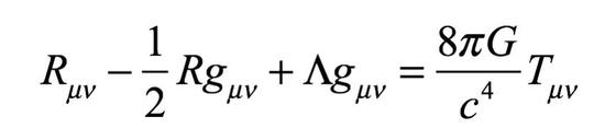○爱因斯坦广义场方程位于画作右上角，黑洞下方。