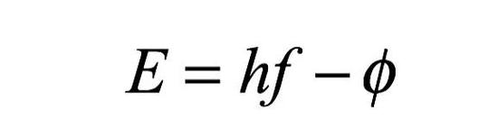 ○光电效应的公式在图的左侧，爆炸的上方。