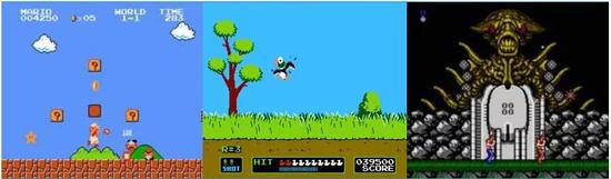 （红白机上的经典游戏：马里奥兄弟、打鸭子、魂斗罗……）