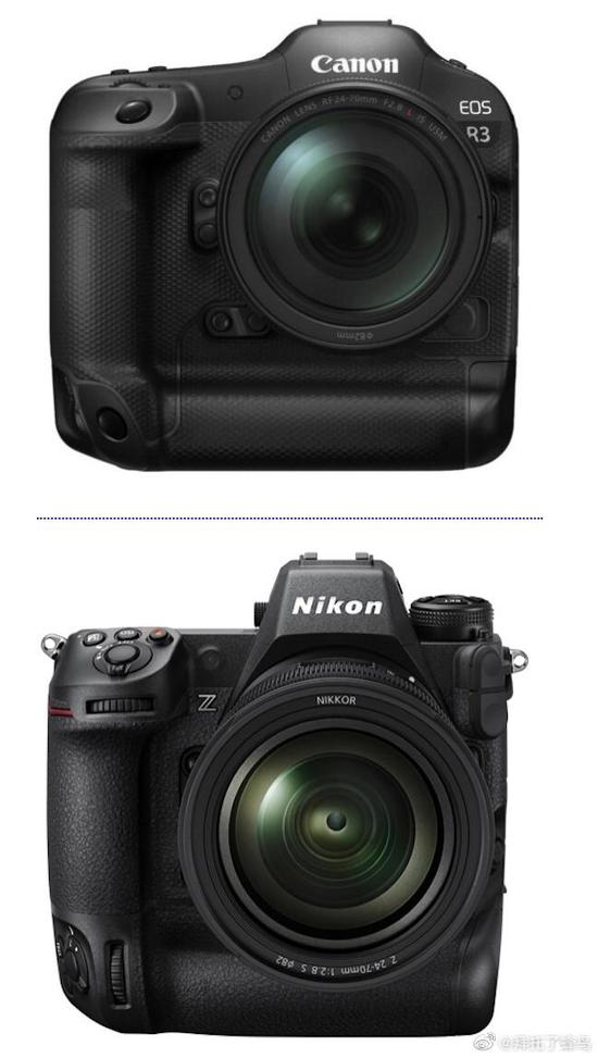 新浪科技综合|佳能EOS R3与各主流“方块机”体积对比