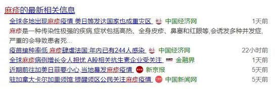 图1、麻疹疫情相关新闻