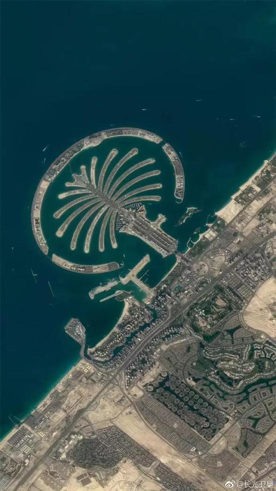 我国商业航天公司长光卫星拍下的3.6亿像素的迪拜照片一角（图片来源：长光卫星）