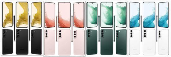 三星Galaxy S22/Plus/Ultra所有配色渲染图流出,2月9日发布