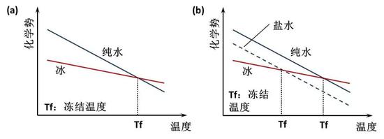  图3 冰和水的化学势与温度的关系