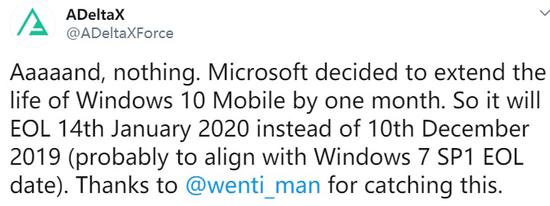 择日而“亡”？微软Win10 Mobile或多一个月可用期