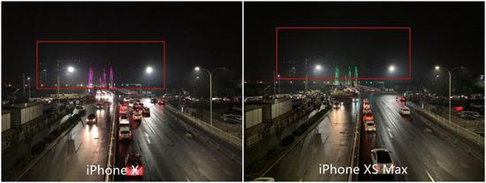iPhone X和iPhone XS Max室外夜间对比样张