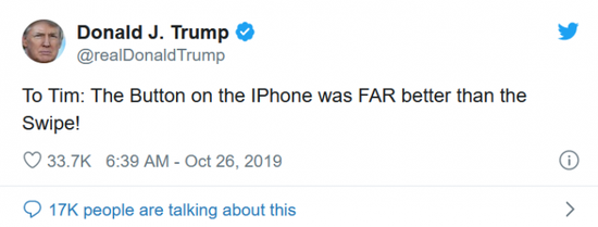 库克回应特朗普吐槽没有 Home 键的 iPhone 不好用：会为他演示