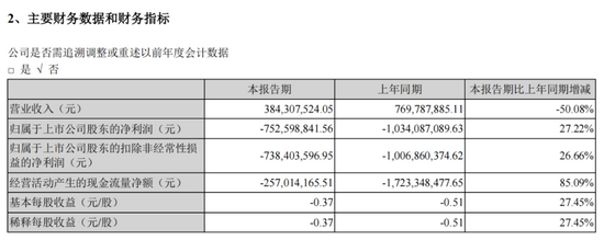 众泰汽车2021年上半年盈利情况，截图自财报