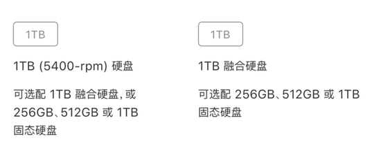 ▲ 21.5 英寸款 iMac 有两种硬盘规格