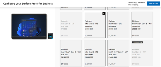 IT之家|微软Surface Pro 8推出4G LTE版，售价1349美元起