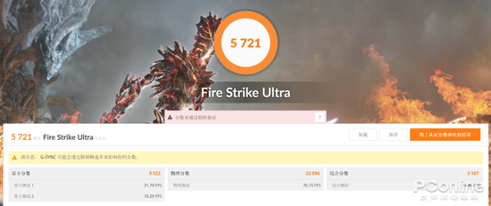 3DMarkFireStrikeUltra测试得分：5733