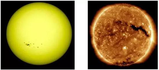 太阳大气从里往外,依温度变化可以划分为光球,色球,日冕.