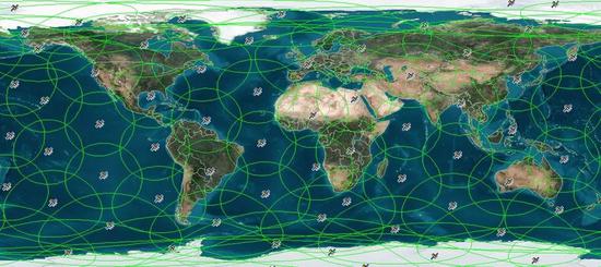  铱星卫星几乎可以覆盖全球