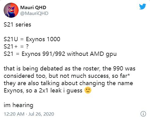 【IT之家】曝三星S21 Ultra独占Exynos1000 低价S21配Exynos992IT之家2020-07-27 08:11:200阅