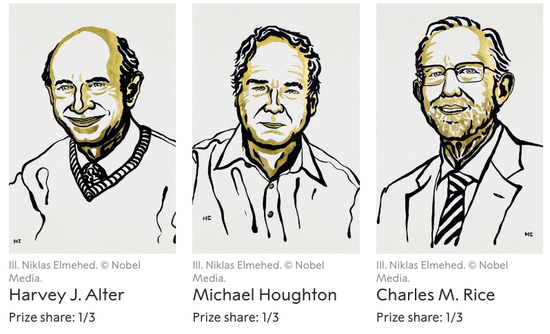 2020年诺贝尔生理学或医学奖得主：哈维·詹姆斯·阿尔特（Harvey James Alter），迈克尔·霍顿（Michael Houghton）和查尔斯·赖斯（Charles M。 Rice）