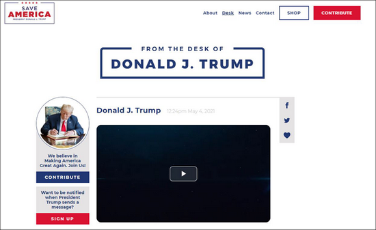 Screenshot from Trump's communication platform website