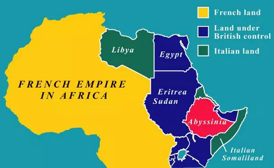 　埃塞俄比亚帝国（红色）。图片来源：nationalarchives.gov.uk