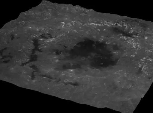 东海盆地（Mare Orientale）三维影像图 中心地理坐标为：19.4°S，92.8°W