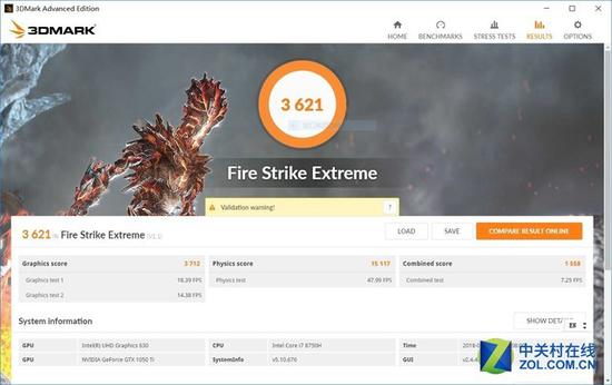 3DMark FSE 成绩3621