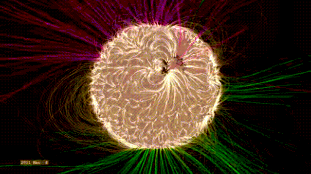 NASA制作的太阳表面磁场的仿真动画。
