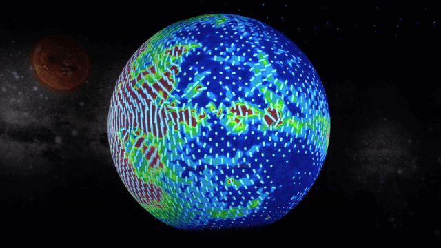 包含偏振信息的宇宙微波背景辐射在全天空的分布来源｜美国国家航空航天局威尔金森微波各向异性探测项目（NASA WMAP Science Team）；北京科学中心小球大世界主题展教区