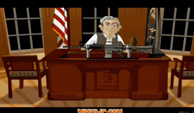 《布什保卫白宫》，一款类似街机场景射击的著名Flash游戏