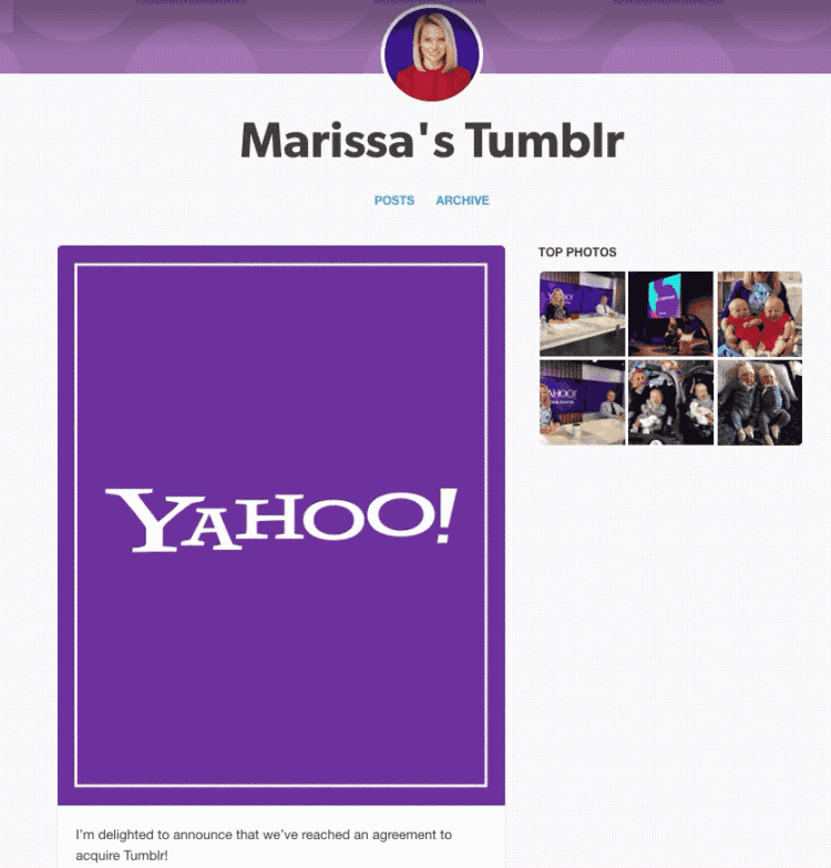 玛丽莎·梅耶尔在Tumblr上宣布收购Tumblr