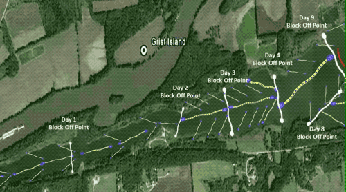 联合法首先将水道分割成不同的区域，然后诱捕鱼群。