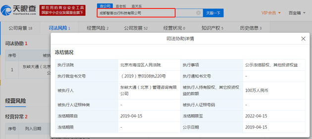 ofo旗下两公司股权被冻结 被执行信息已达126条