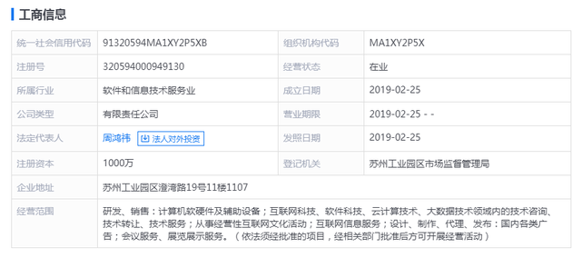 周鴻祎蘇州開設新科技公司 注冊資本1000萬元