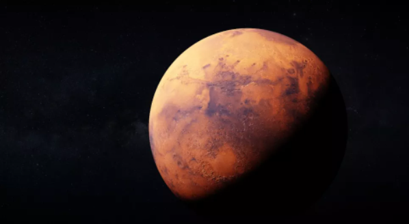 火星的3D渲染图。一项新的研究显示，未来人类可以在火星上挖洞定居，利用火星表面的风化层作为保护屏障