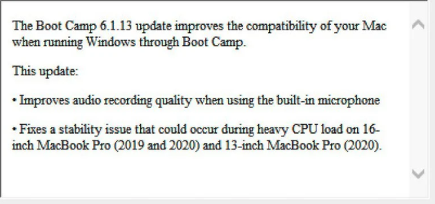 Boot Camp更新发布的说明