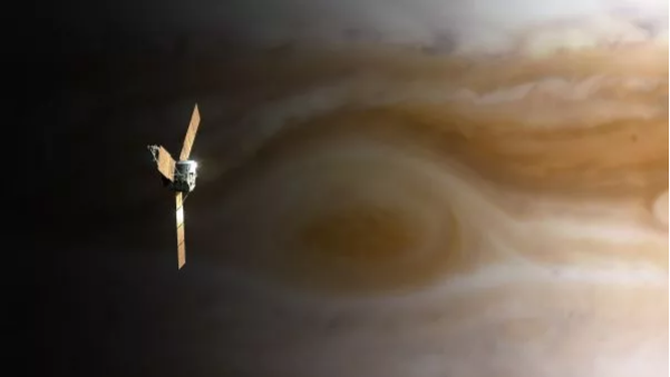 图中是天文透像“朱诺号”探测器飞越木星外不雅的大年夜红斑结构