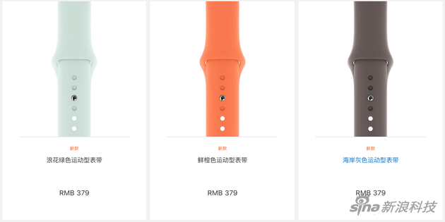 新配色的表带已经在中国官网上线