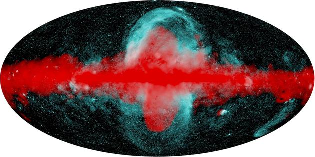 银河系盘面存在上下沿伸5万光年的巨大对称气泡