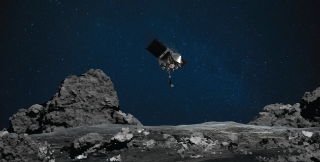 冥王号探测器正在接近小行星贝努表面的过程中