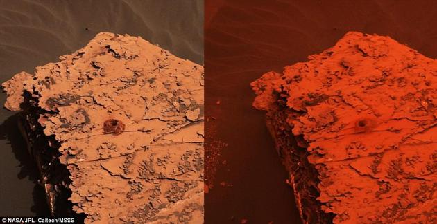 NASA刚刚发布的一张照片显示了过去几周来这场“全球性”沙尘暴对大气造成的惊人影响。很多过去清晰可见之处如今均已被红色的尘土覆盖。虽然好奇号位于火星另一侧，但过去几天内，沙尘也开始不断逼近好奇号。