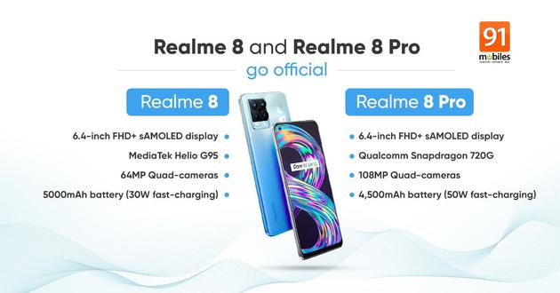 realme 8/Pro发布：后者搭载一亿像素主摄，约1617元起