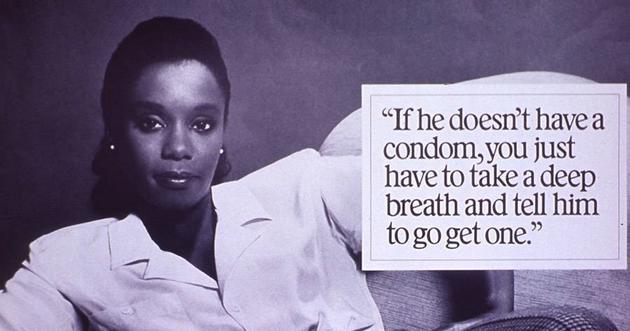 20世纪80年代的一则公益广告，宣传使用避孕套抗击艾滋病
