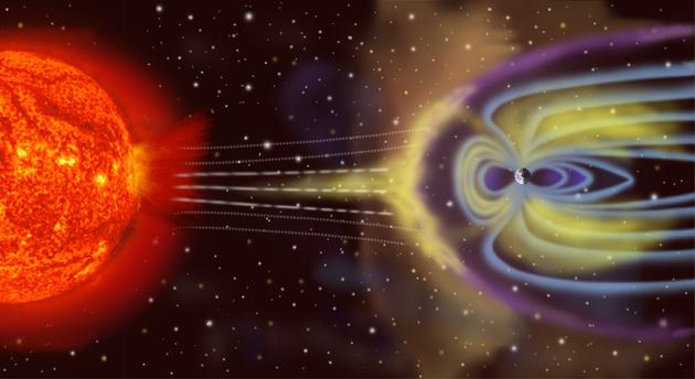 太阳风经常会对地球产生影响，但地球的磁场在一定程度上可保护大气免遭太阳风的侵害