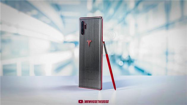 三星Galaxy Note10特斯拉联名版渲染图曝光 红灰双配色没有3.5mm耳机孔