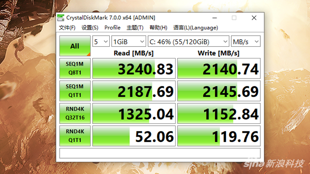 CrystalDiskMark SSD测试结果