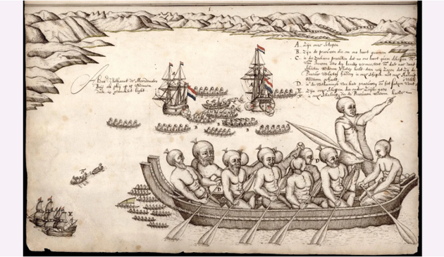 塔斯曼的船队在与毛利人发生血腥的冲突后离开了新西兰，但他相信自己发现了传说中的南方大陆