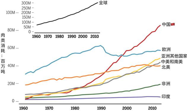 中国的肉类消费一枝独秀的快速增长