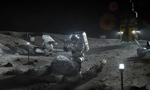 月球资源开采模拟图。图/NASA网站