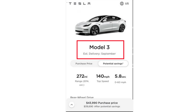 ▲网友此前给出的截图显示新版Model 3预计交付时间为9月份