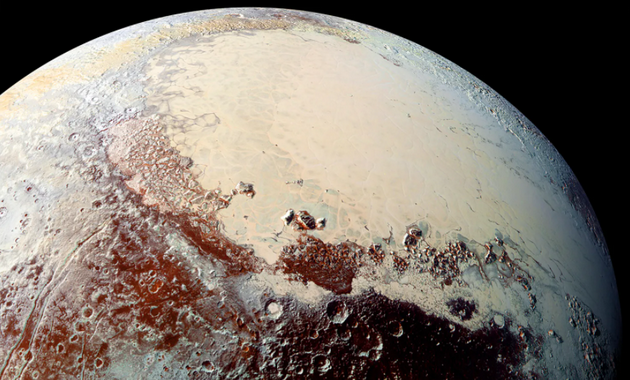 冥王星的史波尼克高原冰川主要由氮冰构成，其中包含了数千个小坑，可能是水冰升华形成的