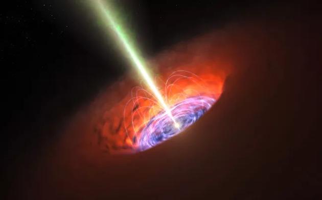 星系中心超大质量黑洞的艺术渲染图。科学家怀疑，一些巨大的黑洞可能会成长到真正“巨大的”尺寸。