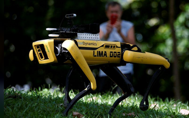 新加坡公园机器狗安保上线！提醒游客保持社交距离
