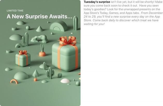 苹果提供App Store促销的节假日礼物(图片来自@macrumors)